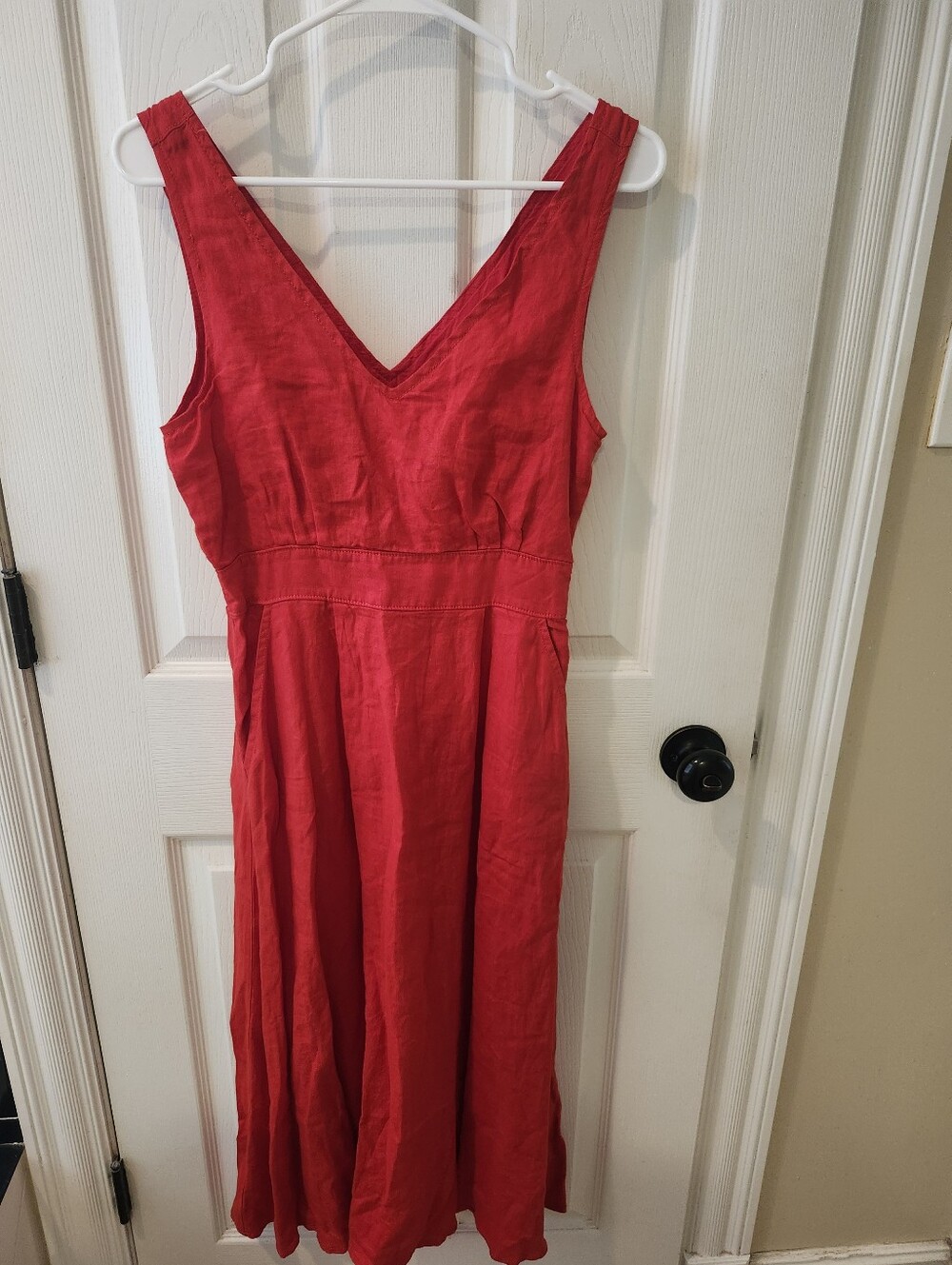 Cynthia Rowley 100% Linen Red Midi Dress